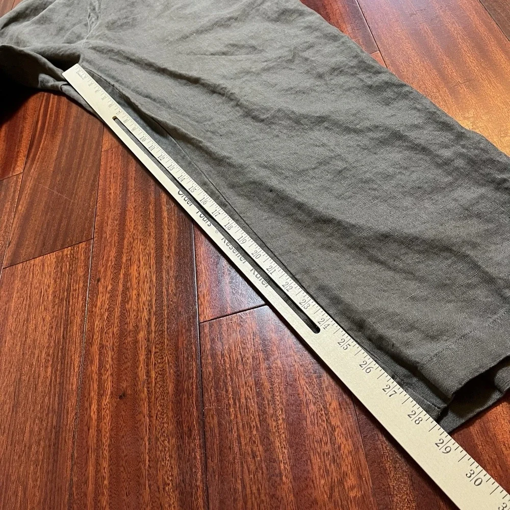 Eddie Bauer Pants Men 38x30 Gray 100% Linen Pleated Chino Coastal Old Money
